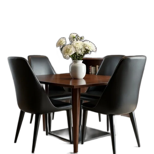 furniture, 3d render, earth tones, black, leather, dining, chair, high transparent PNG cut-out