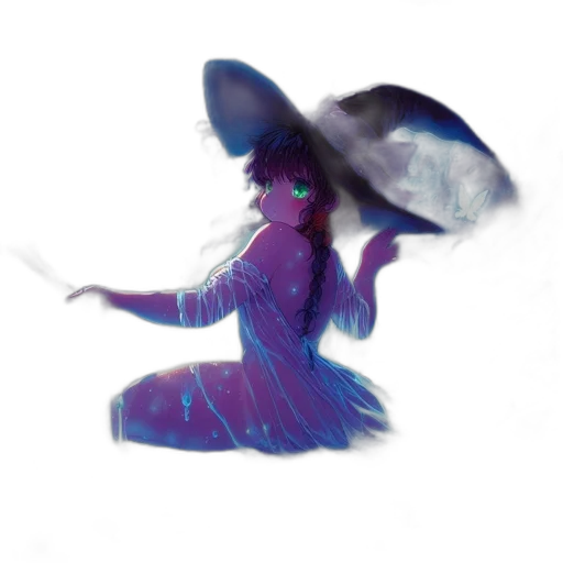 umbrella, dress, mask, staff, concept art, fantasy art, vaporwave, watercolor transparent PNG cut-out