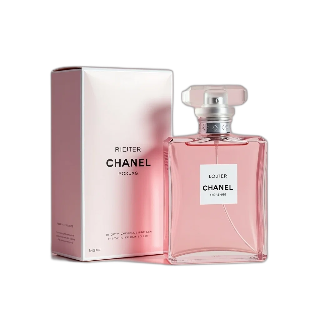 bottle, pink, white, chanel, perfume, silver, cap, displayed transparent PNG cut-out