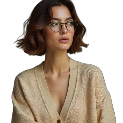 jacket, dress, hair, jewelry, photorealistic, oil painting, earth tones, golden transparent PNG cut-out