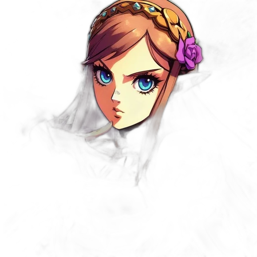 crown, face, staff, dress, pixel art, concept art, anime, fantasy art transparent PNG cut-out