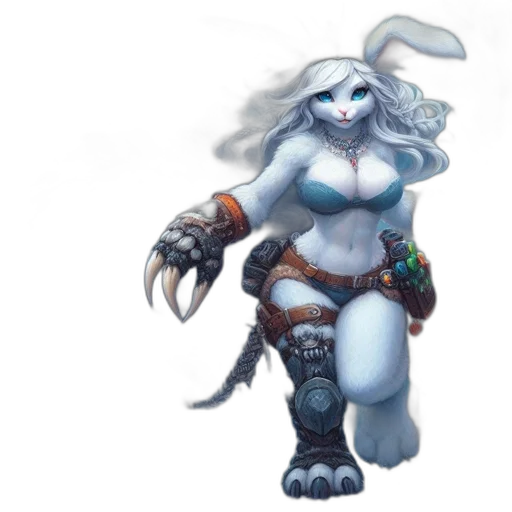 fantasy art, concept art, pixel art, anthropomorphic, rabbit-creature, donning, crown, steampunk transparent PNG cut-out