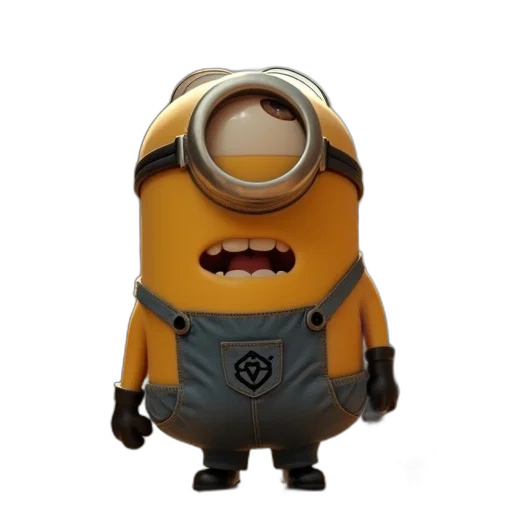 creature, animal, robot, face, 3d render, concept art, cartoon, minions transparent PNG cut-out