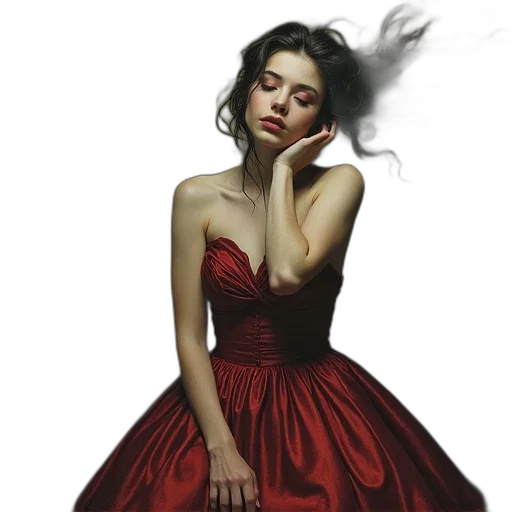 dress, jewelry, face, photorealistic transparent PNG cut-out