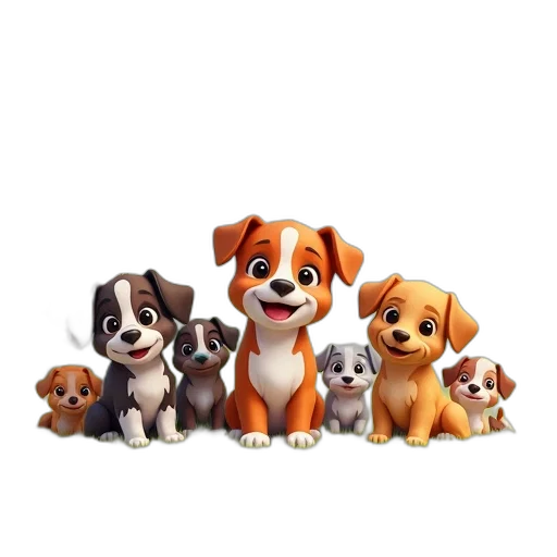 animal, staff, photorealistic, 3d render, concept art, cartoon, group, cartoon-style transparent PNG cut-out