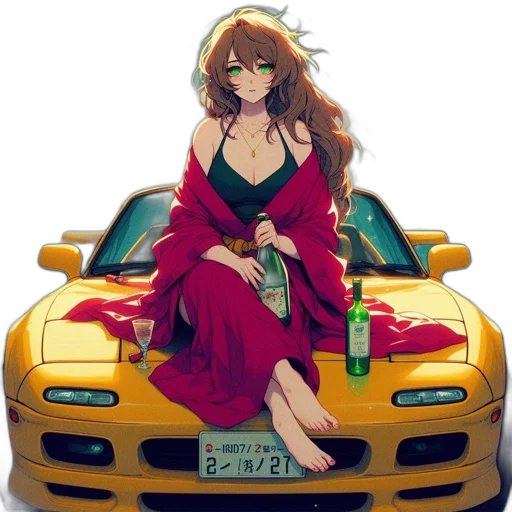 car, dress, weapon, jewelry, anime, concept art, cartoon, fantasy art transparent PNG cut-out