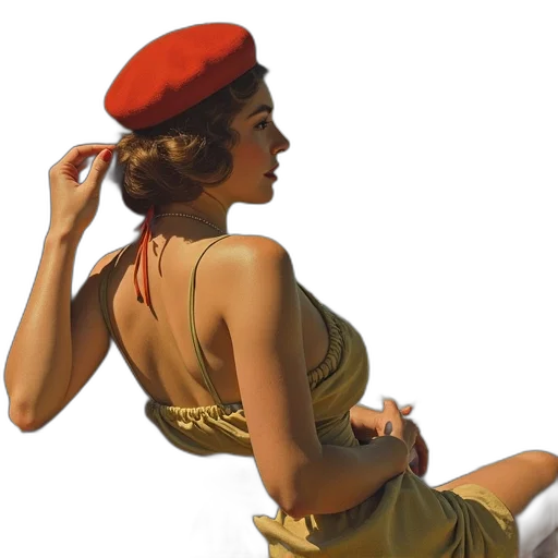 dress, hat, staff, jewelry transparent PNG cut-out