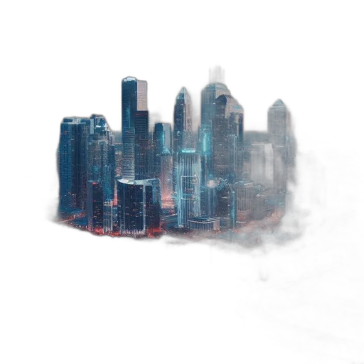 building, jacket, robot, concept art, 3d render, photorealistic, cyberpunk, fog transparent PNG cut-out
