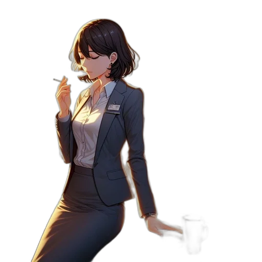 jacket, staff, dress, weapon, concept art, anime, cartoon, comic book art transparent PNG cut-out