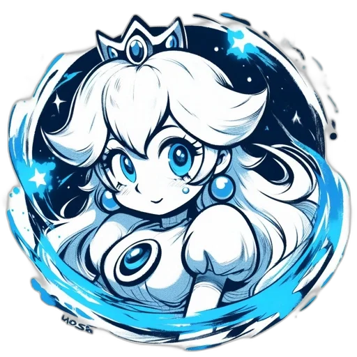 crown, staff, dress, anime, pixel art, concept art, fantasy art, underwater transparent PNG cut-out