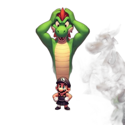 dragon, staff, weapon, creature, concept art, pixel art, fantasy art, 3d render transparent PNG cut-out