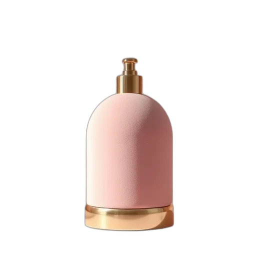 bottle, crown, dress, 3d render, golden, blush, pink, velvet transparent PNG cut-out