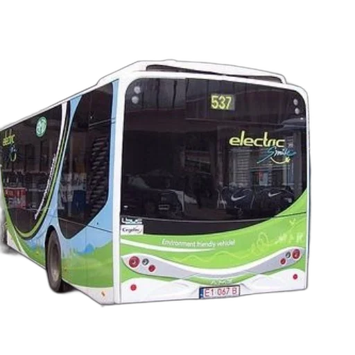 staff, 3d render, green, white, electric, bus, number, 537 transparent PNG cut-out