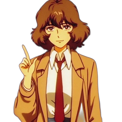 jacket, staff, face, anime, cartoon, vaporwave, pixel art, golden transparent PNG cut-out