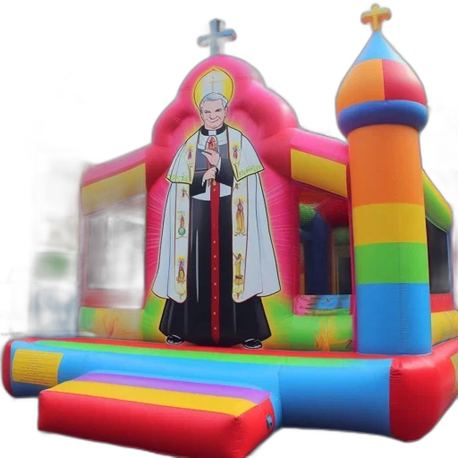 weapon, 3d render, inflatable, bounce, house, features, religious, motif transparent PNG cut-out