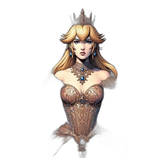 crown, dress, jewelry, fantasy art, concept art, pixel art, watercolor, golden transparent PNG cut-out