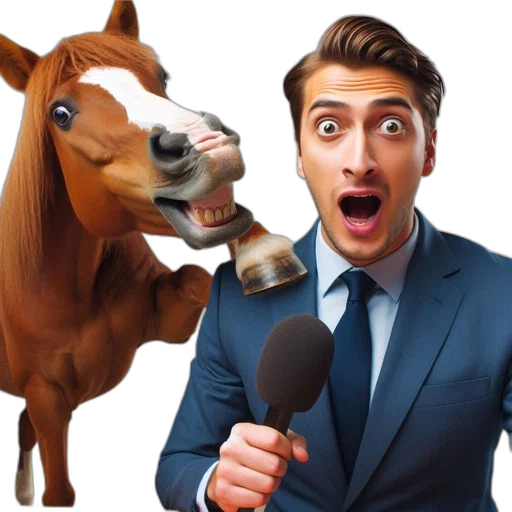 animal, staff, photorealistic, cartoon, man, suit, laughing, horse transparent PNG cut-out