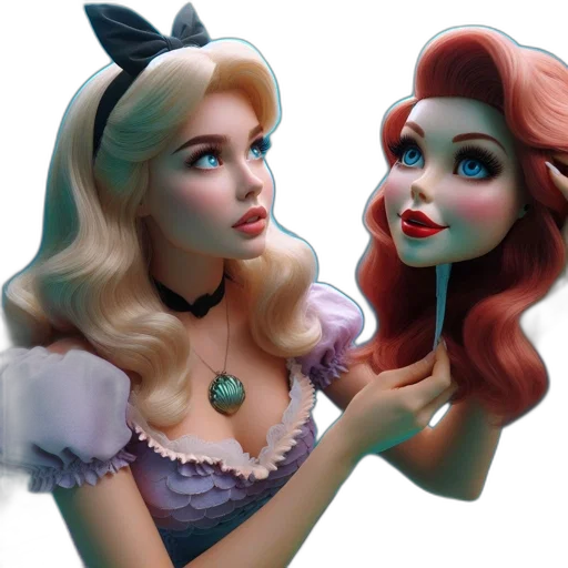 3d render, photorealistic, concept art, fantasy art, two, animated, female, characters transparent PNG cut-out