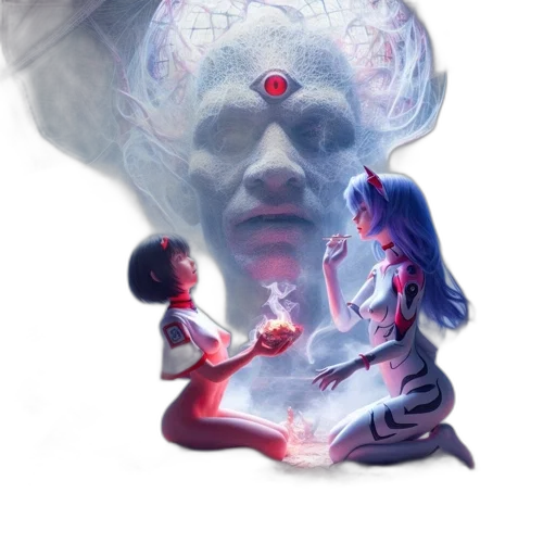 mask, face, creature, robot, concept art, fantasy art, 3d render, cyberpunk transparent PNG cut-out
