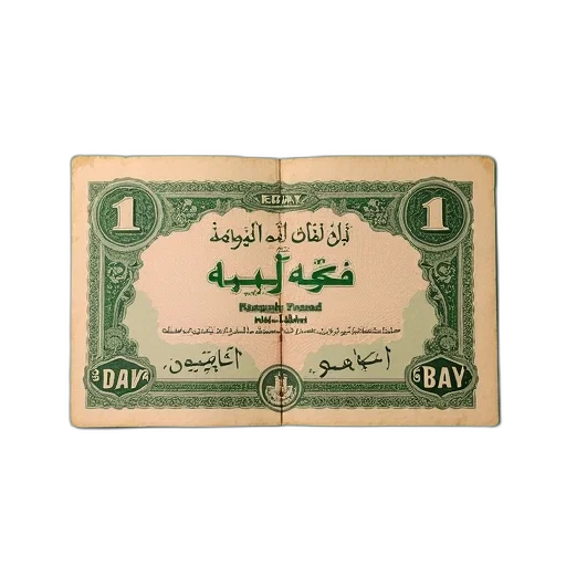 vintage, currency, note, arabic, script, green, background, features transparent PNG cut-out