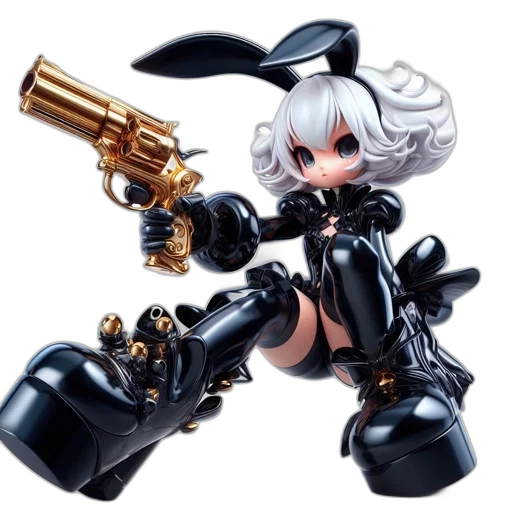 weapon, robot, concept art, pixel art, 3d render, anime, figurine, womanlike transparent PNG cut-out