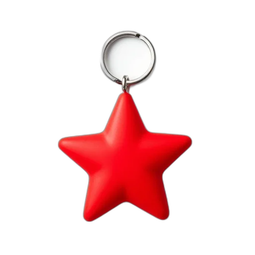 staff, jewelry, 3d render, red, star-shaped, keychain, white, background transparent PNG cut-out