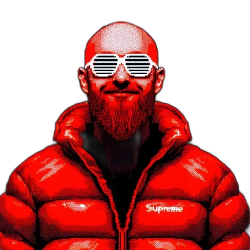jacket, animal, creature, face, cyberpunk, pixel art, comic book art, concept art transparent PNG cut-out