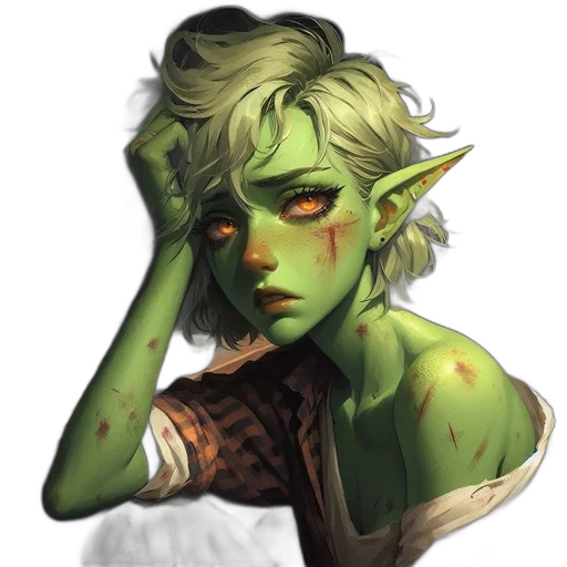 face, staff, fantasy art, pixel art, concept art, watercolor, green, earth tones transparent PNG cut-out