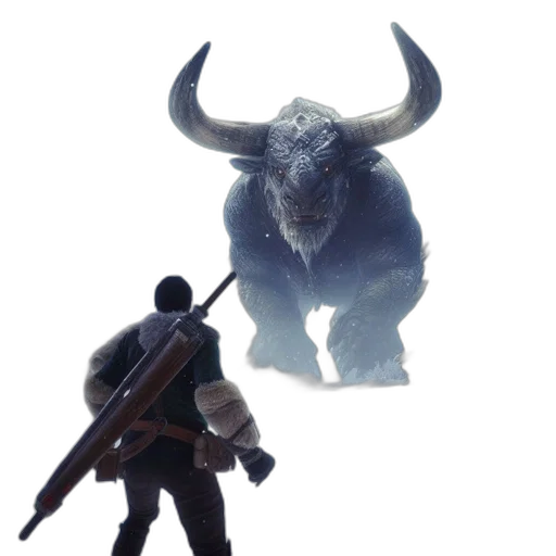 animal, weapon, sword, concept art, fantasy art, icy, wilderness, hosts transparent PNG cut-out