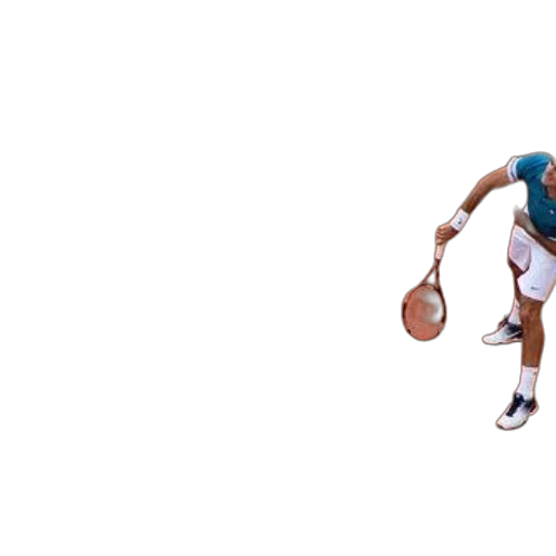 3d render, pixel art, concept art, tennis, player, blue, shirt, white transparent PNG cut-out
