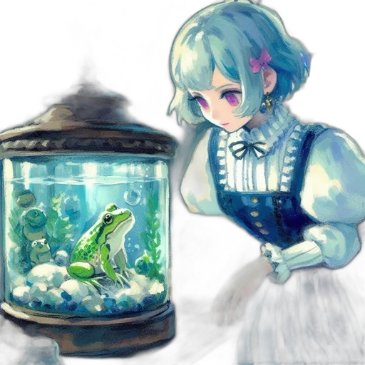 bottle, dress, creature, robot, watercolor, fantasy art, concept art, pixel art transparent PNG cut-out