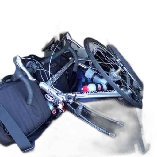 weapon, robot, car, 3d render, bicycle, disassembled, stored, back transparent PNG cut-out