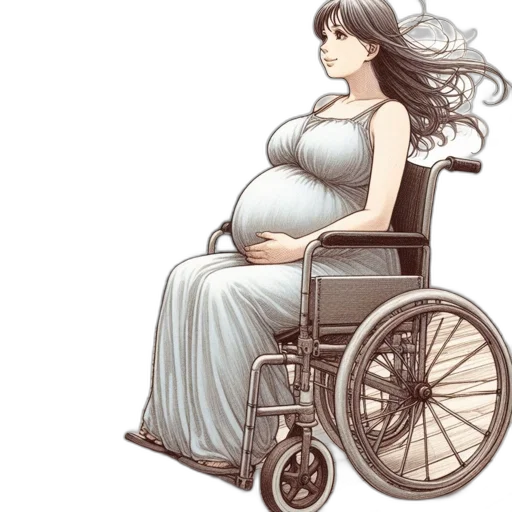 dress, concept art, photorealistic, watercolor, fantasy art, pregnant, woman, sits transparent PNG cut-out
