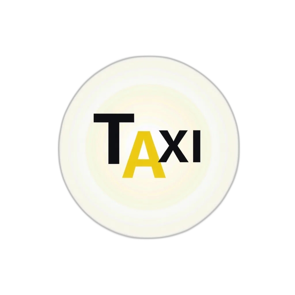 stylized, logo, featuring, letters, taxi, circular, arrangement, left transparent PNG cut-out
