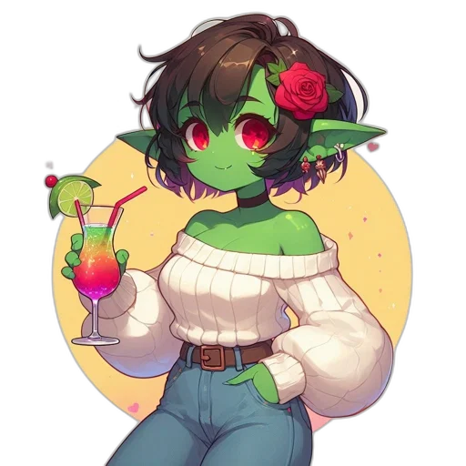 flower, staff, pixel art, fantasy art, concept art, watercolor, green, neon transparent PNG cut-out