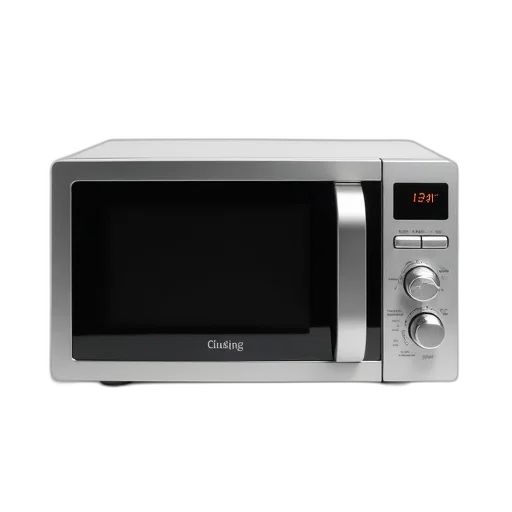food, modern, sleek, silver, microwave, digital, display, buttons transparent PNG cut-out
