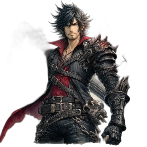 sword, jacket, dragon, weapon, concept art, fantasy art, comic book art, red transparent PNG cut-out