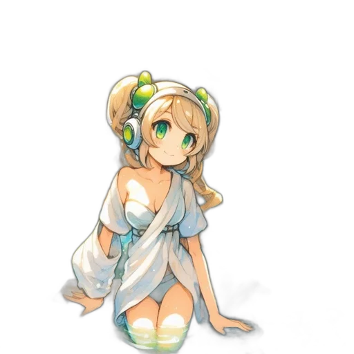 dress, staff, robot, flower, pixel art, concept art, anime, fantasy art transparent PNG cut-out