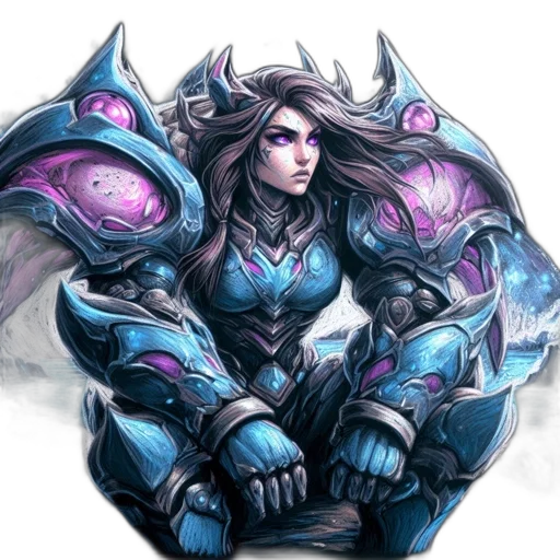 weapon, fantasy art, concept art, pixel art, comic book art, blue, armored, woman transparent PNG cut-out