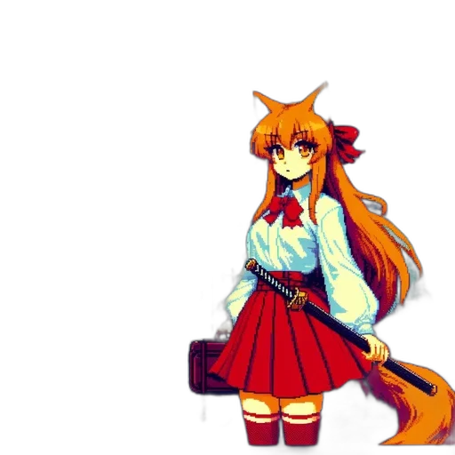 staff, animal, dress, dragon, pixel art, anime, concept art, fantasy art transparent PNG cut-out