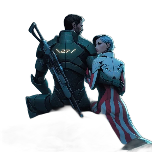 weapon, jacket, concept art, comic book art, cyberpunk, fantasy art, green, male transparent PNG cut-out