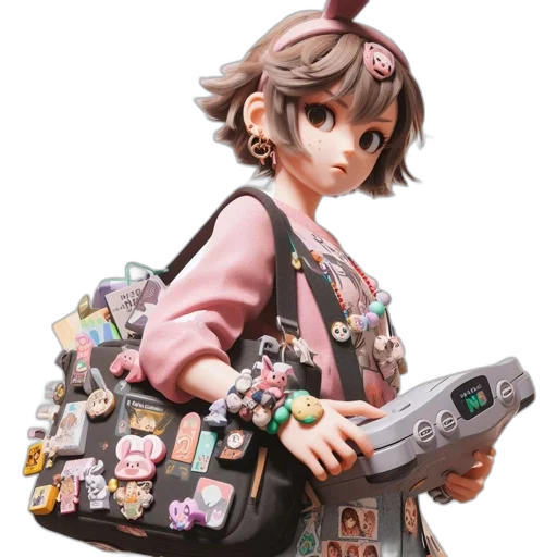 weapon, staff, jacket, concept art, 3d render, anime, photorealistic, pastel transparent PNG cut-out