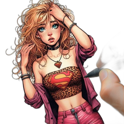jewelry, comic book art, concept art, cartoon, fantasy art, young, female, character transparent PNG cut-out