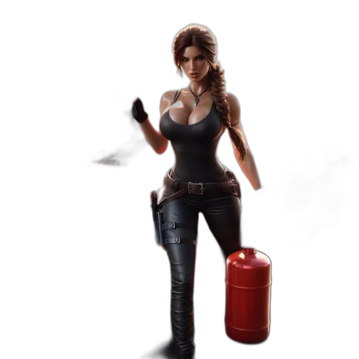 weapon, concept art, comic book art, fantasy art, pixel art, fire, woman, stands transparent PNG cut-out