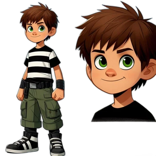 concept art, cartoon, 3d render, anime, earth tones, green, young, animated transparent PNG cut-out