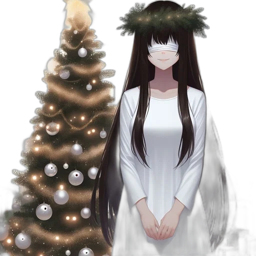 dress, tree, crown, hat, anime, concept art, pixel art, fantasy art transparent PNG cut-out