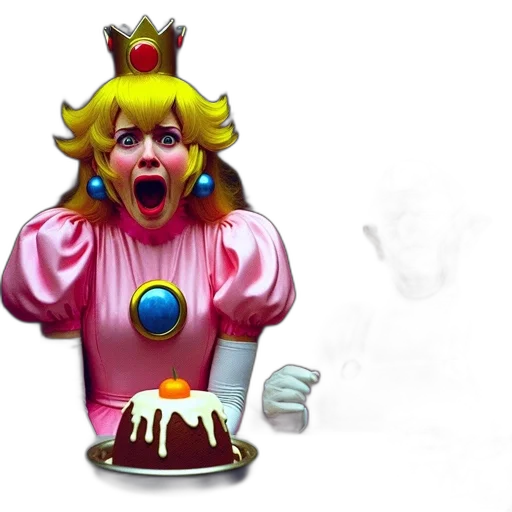 crown, 3d render, two, people, one, dressed, princess, peach transparent PNG cut-out