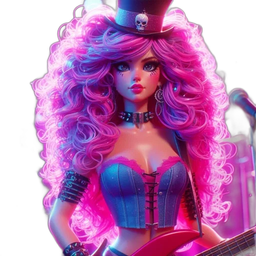 hat, concept art, fantasy art, comic book art, cartoon, neon lights, neon, digitally transparent PNG cut-out