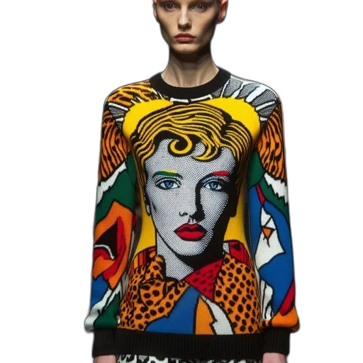dress, jacket, photorealistic, fantasy art, model, bold, pop, art-inspired transparent PNG cut-out