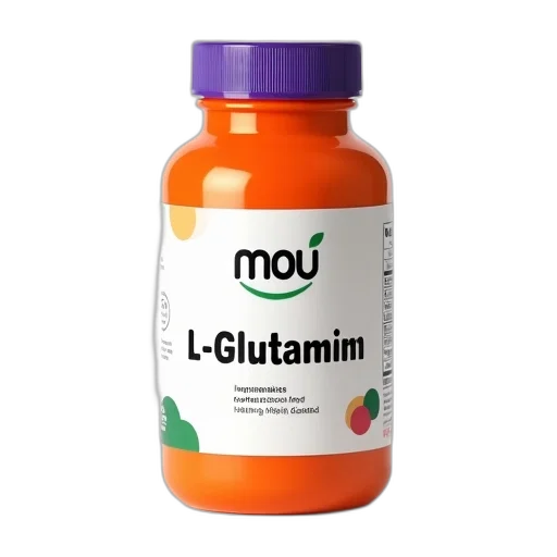 bottle, l-glutamine, supplement, white, label, featuring, brand, name transparent PNG cut-out